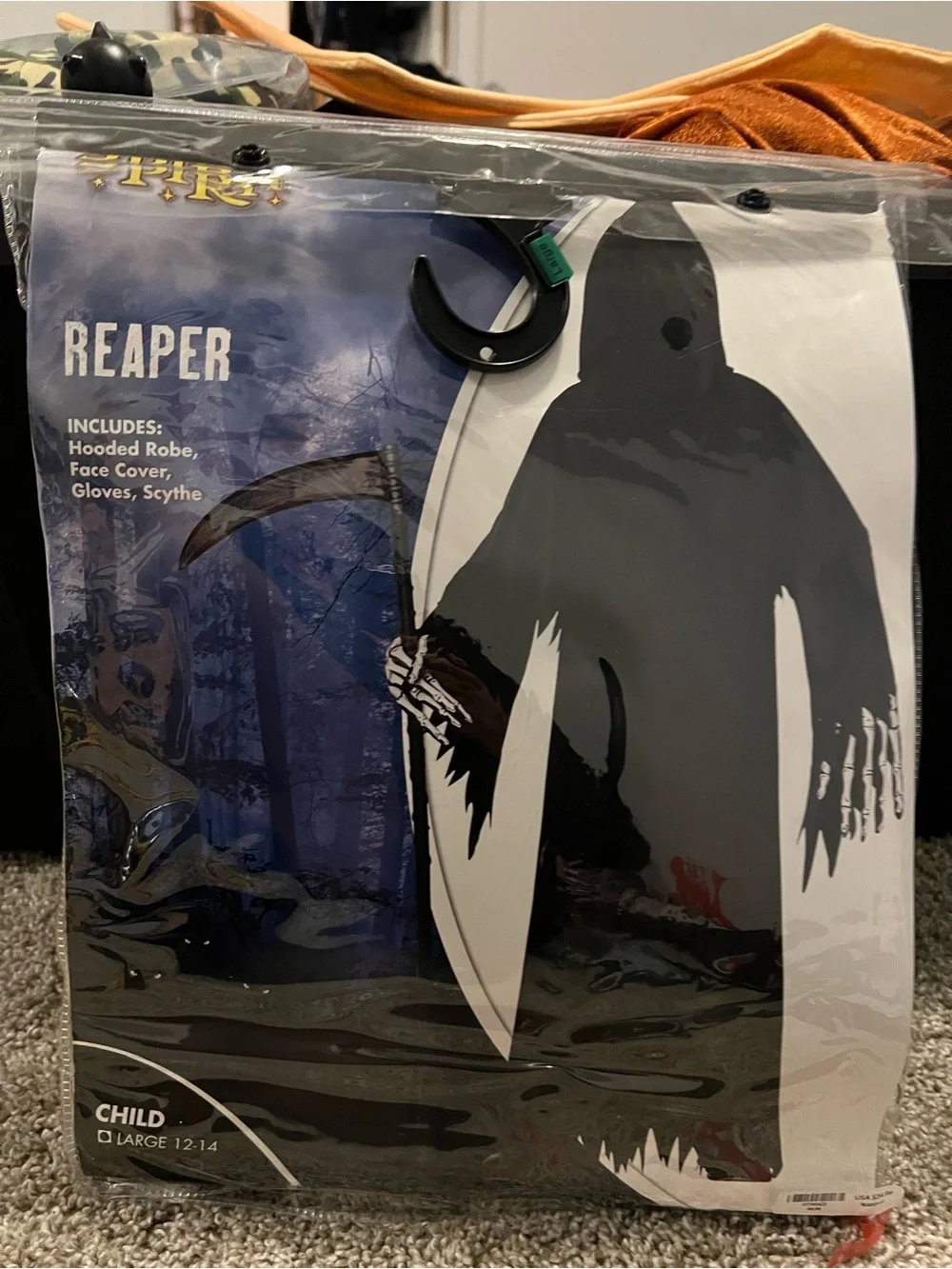 Boys age 10- 20 Reaper Hooded Robe Kids Costume - Black